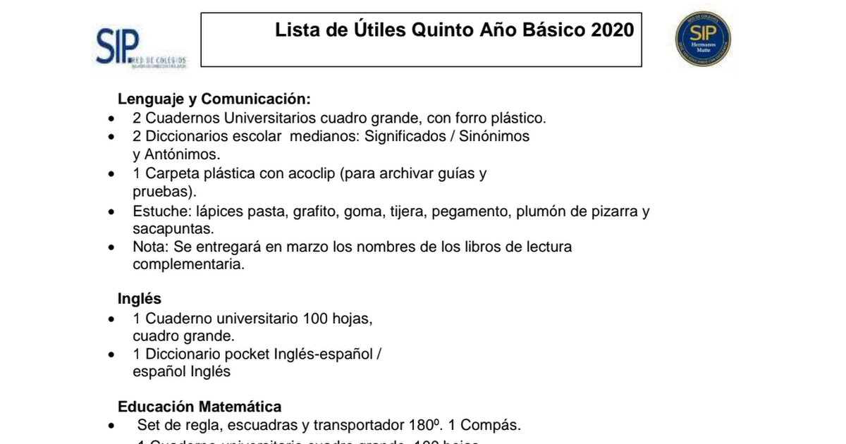 Lista 5 Basico 2020 Pdf Google Drive