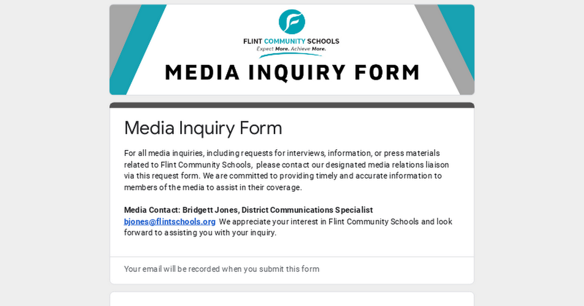 Media Inquiry Form