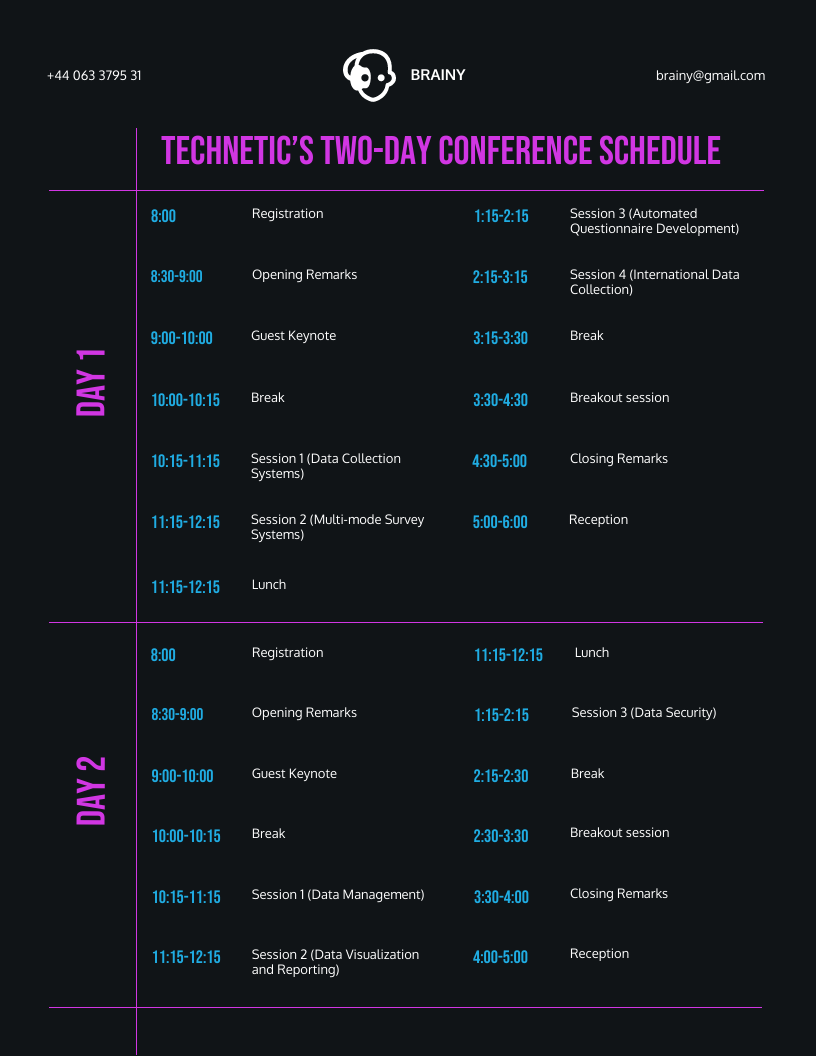 Conference Schedule Template
