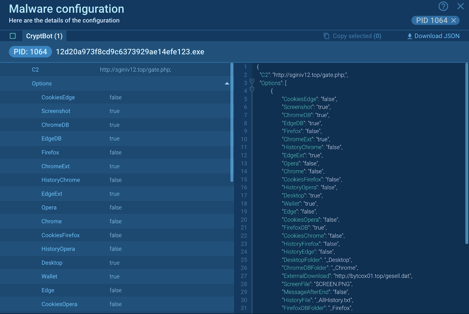 Automatic CryptBot configuration extraction in ANY.RUN sandbox