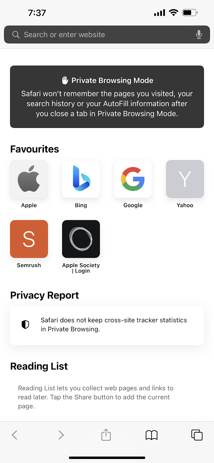 how to enable private browsing on safari