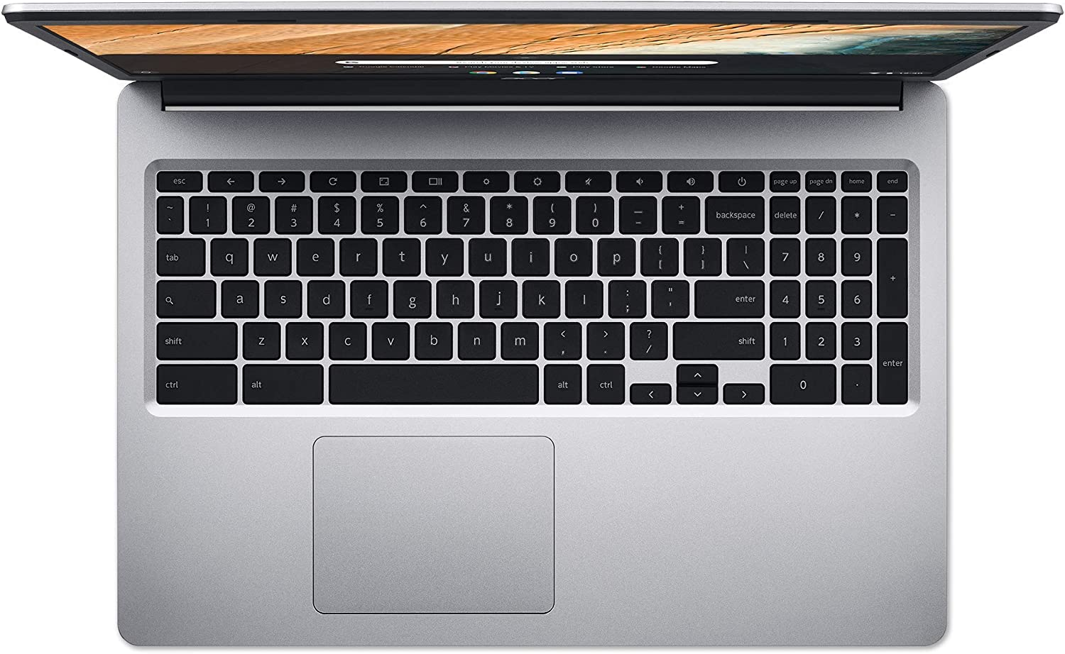 This image shows the keyboard and touchpad of the Acer Chromebook 315 2022.