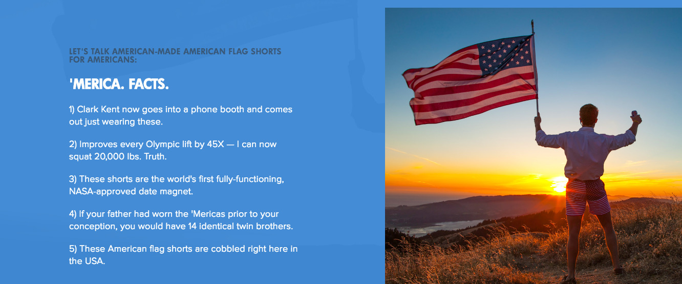 Chubbies Shorts use striking images, fun branding, and craft their copy to be both compelling and entertaining.
