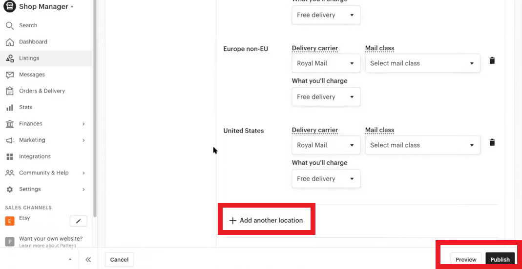 Setting Up Shipping Destination Settings -3