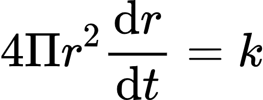 {"id":"31-1-1-0-0","font":{"family":"Arial","color":"#000000","size":10},"code":"\\begin{align*}\n{4\\Pi r^{2}\\diff{r}{t}}&={k}\t\n\\end{align*}","type":"align*","ts":1603796752831,"cs":"PbDmPpbKhIKgp7UqsDcRdw==","size":{"width":85,"height":32}}
