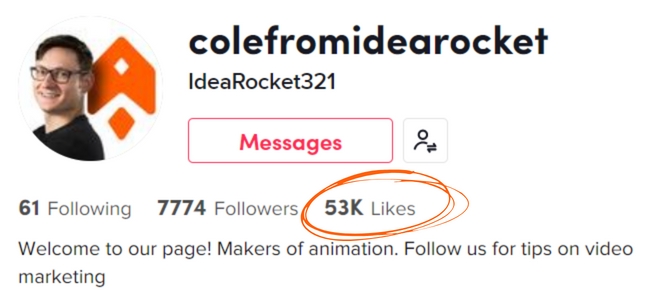screenshot showing the @ColeFromIdeaRocket profile on TikTok