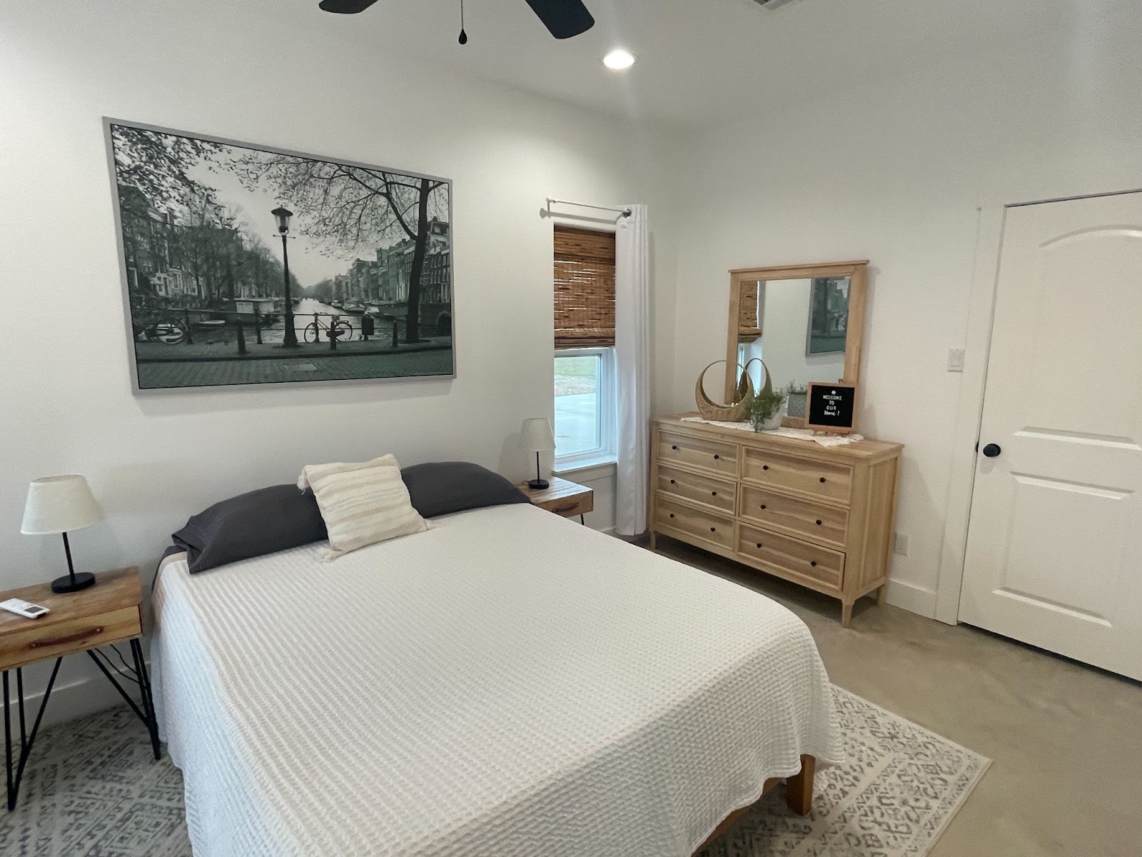 bedroom with minimalist color scheme