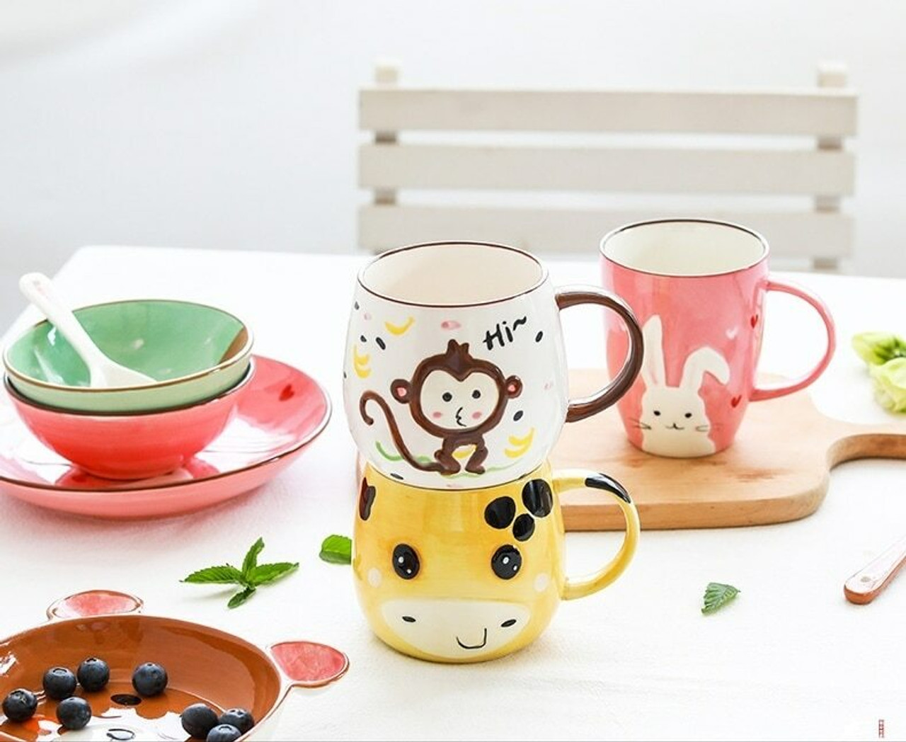 Cute Ceramic Giraffe Porcelain Tableware Set For Kids