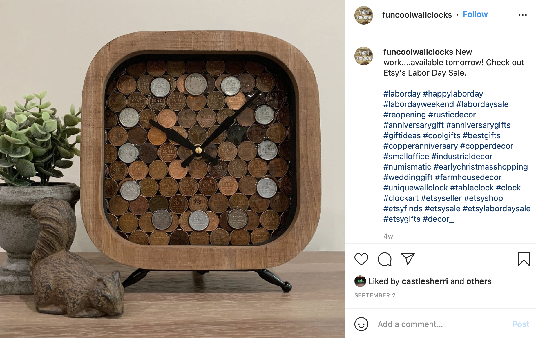 copper clock for wedding anniversary gift idea