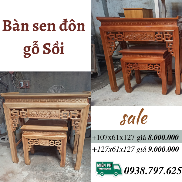 Mẫu bàn thờ gia tiên gỗ sồi đẹp giá rẻ tại TPHCM