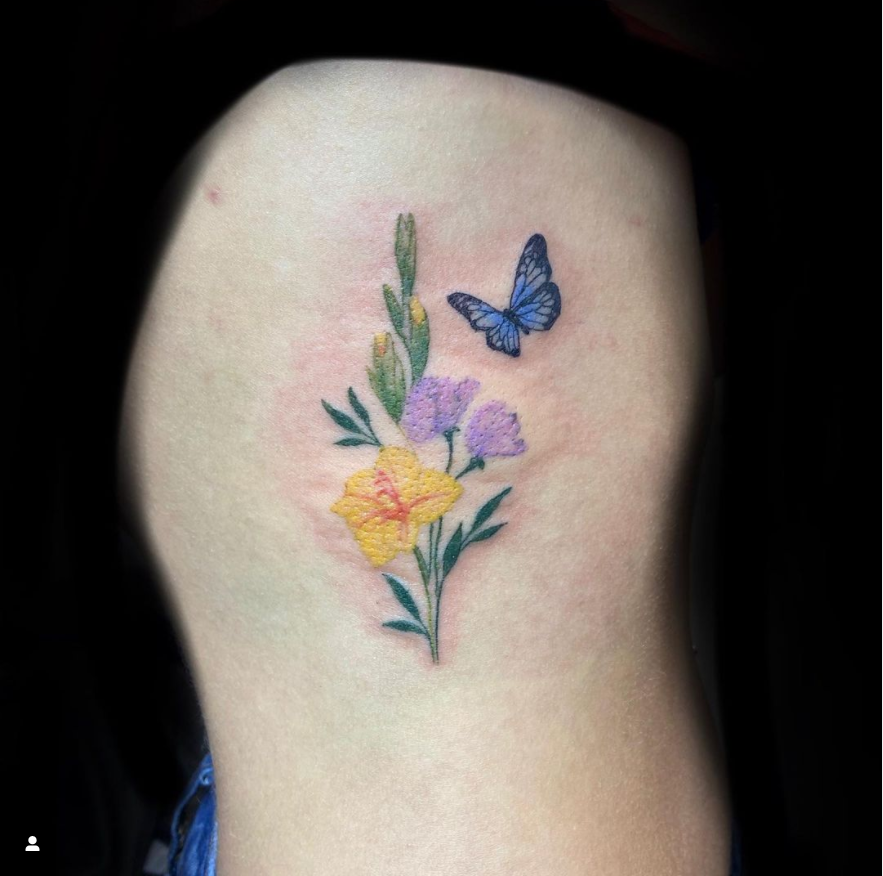 Flower Themed Rib Tattoos 22