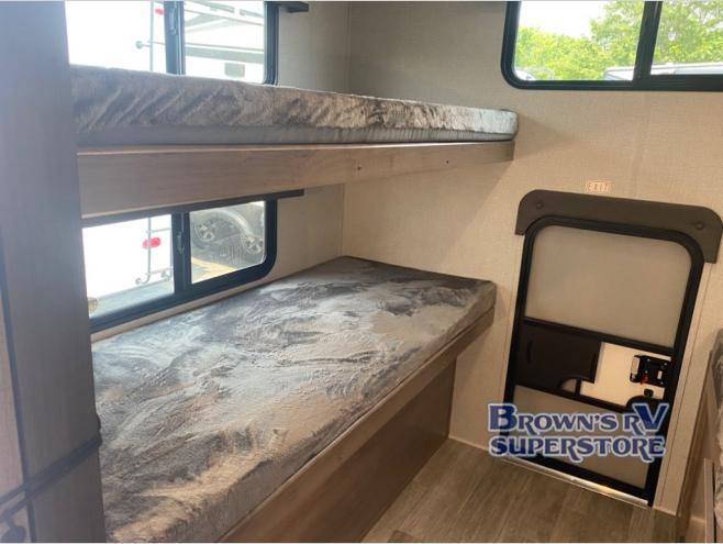 The bunk features a rear baggage door for easy access.