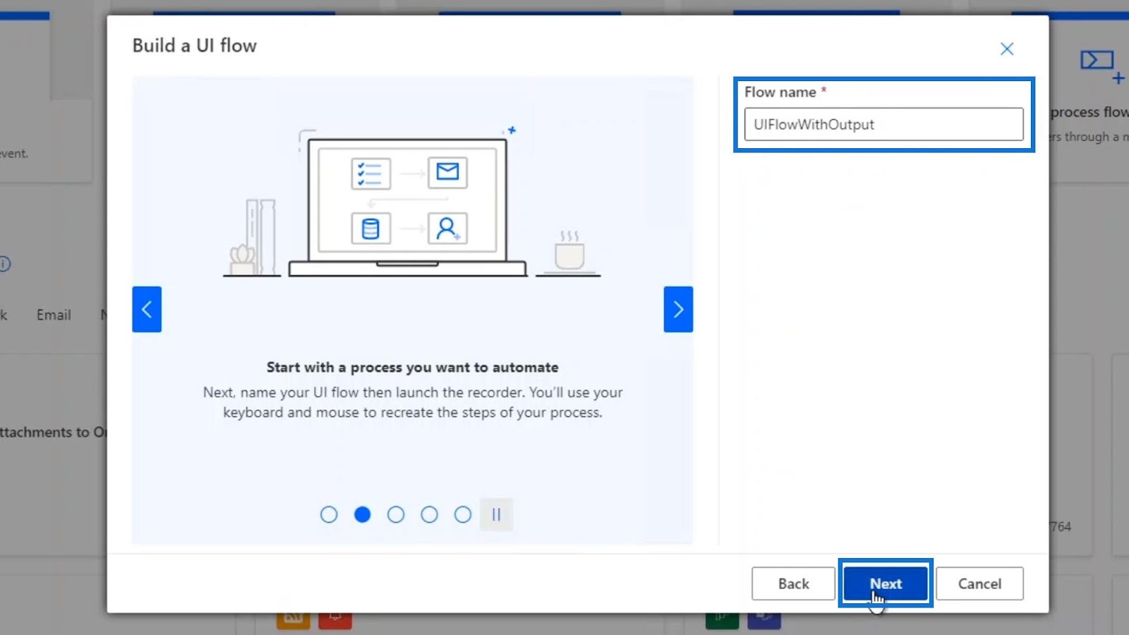 UI Flow Outputs