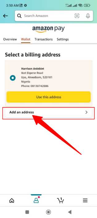 How to change the billing address on the Amazon shopping mobile app: image 7