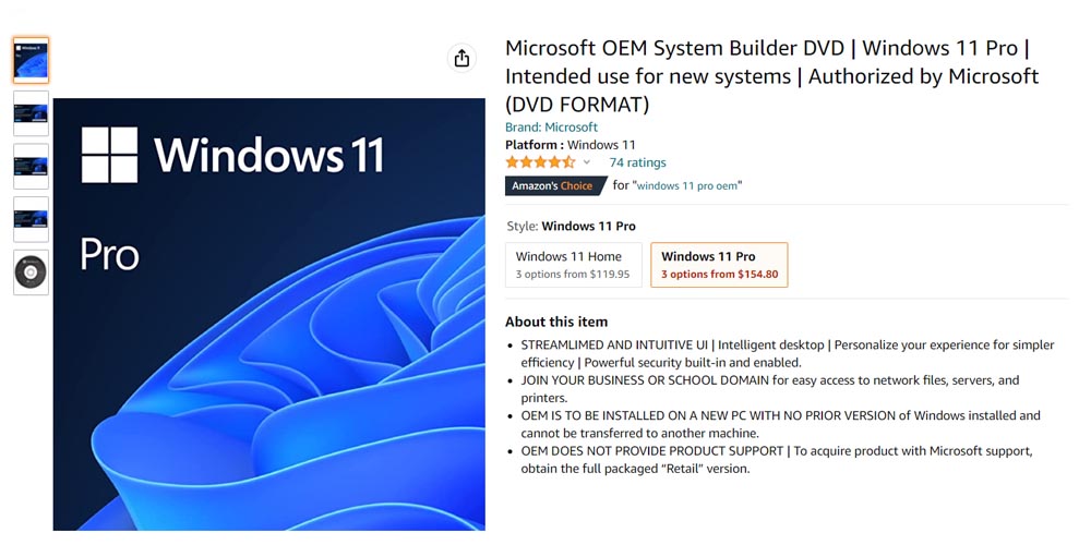 Get Windows 11 from Amazon, e Bay and other Big Stores