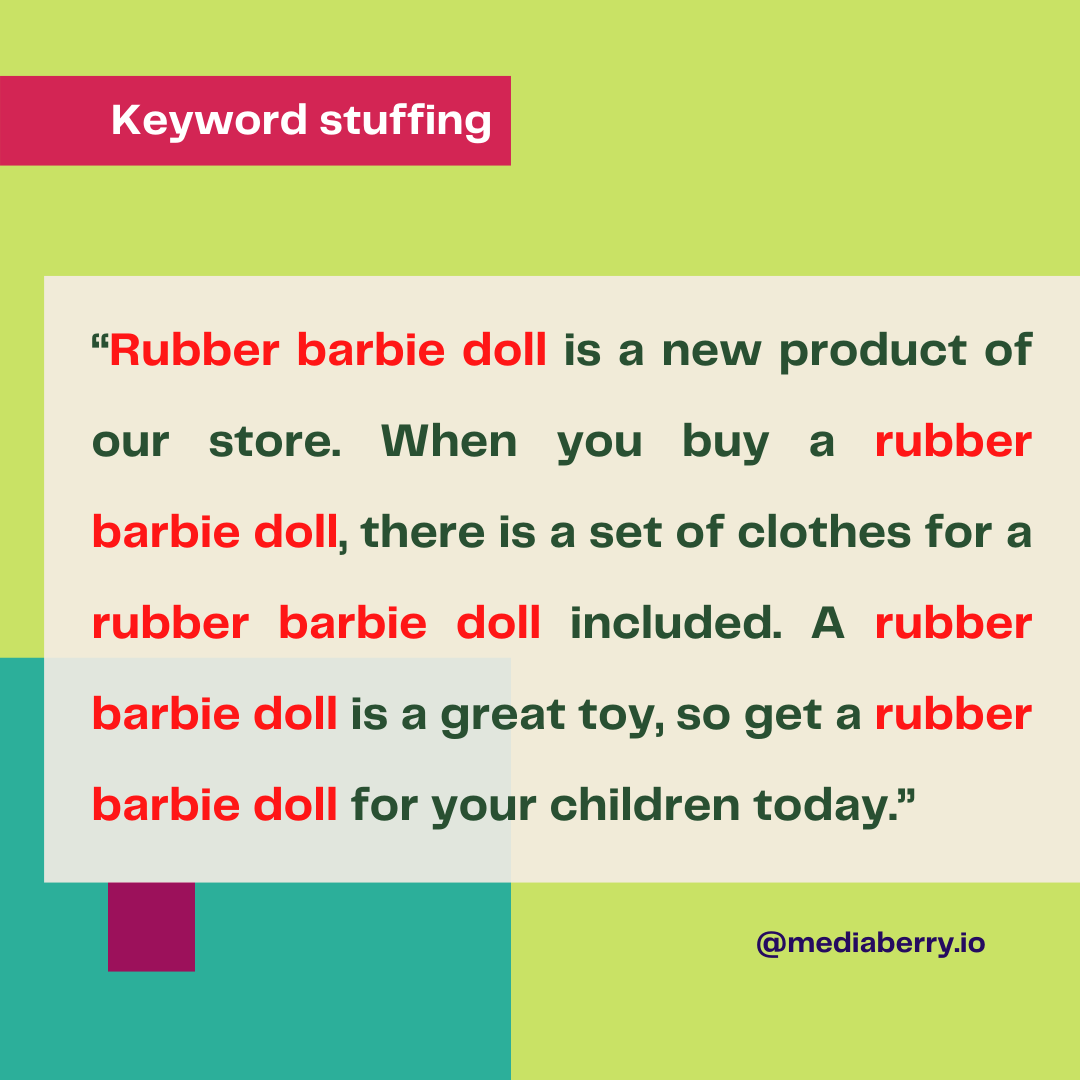 keyword stuffing example on the keyword "rubber barbie doll"
