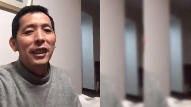 亲自探访武汉新型肺炎医院，并以手机纪录实况的市民方斌，连日来继续受到公安滋扰，并以不同方式传唤。（网络视频截图）