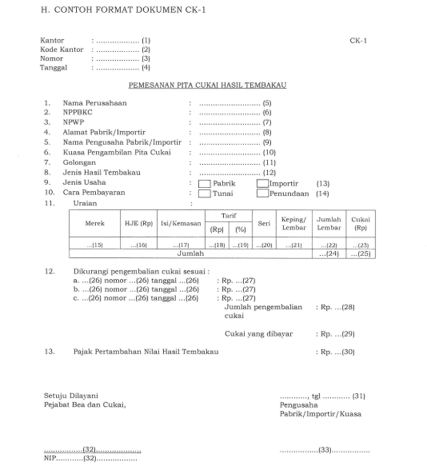 Dokumen CK-1 PPN Penyerahan Hasil Tembakau