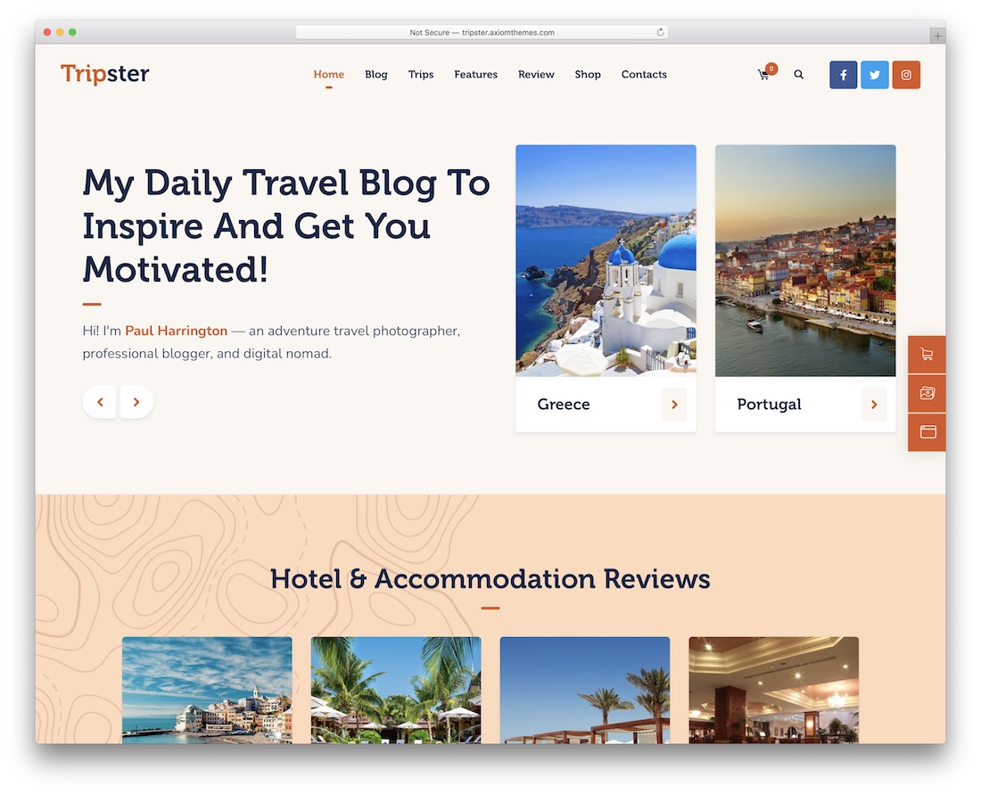 Tripster tema de viaje de wordpress