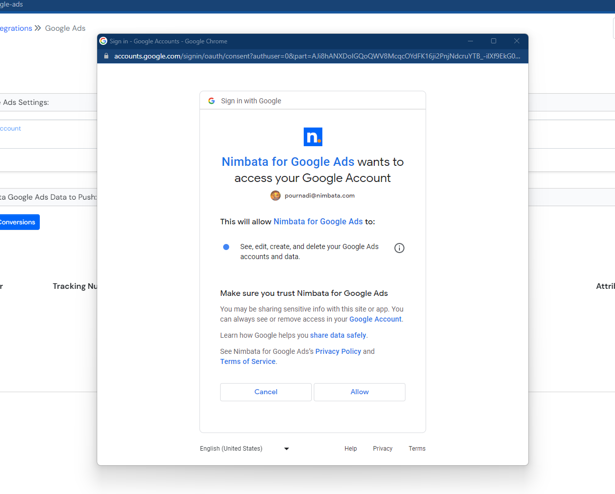 Nimbata - google ads access