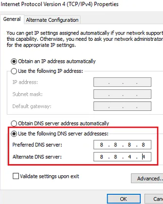 using Google public DNS server