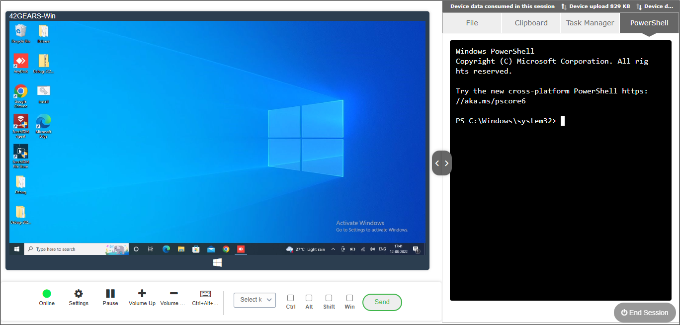 How to execute powershell command on windows devices using suremdm