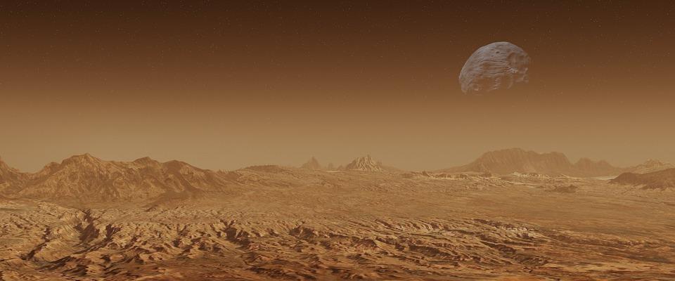 Mars, Planet, Phobos, Desert, Dry, Moon, Sci-Fi
