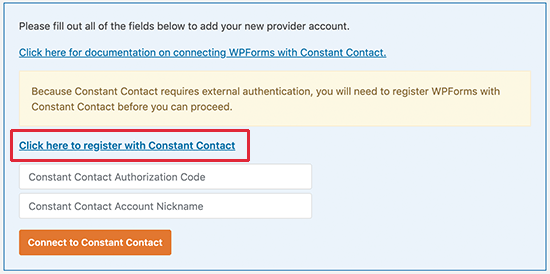 Conecte o contato constante ao WPForms