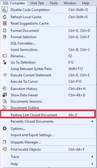 Restoring Last Closed Document