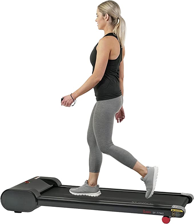 Sunny Health & Fitness Walkstation Slim Flat Treadmill for Under Desk and Home - SF-T7945,Black