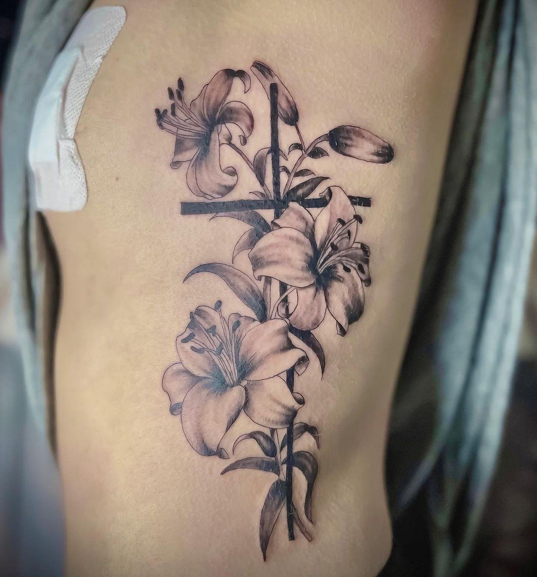 Lily and Cross Tattoo