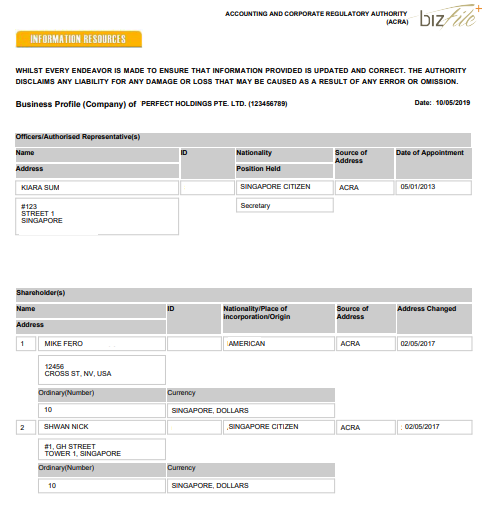 Singapore company shareholders 