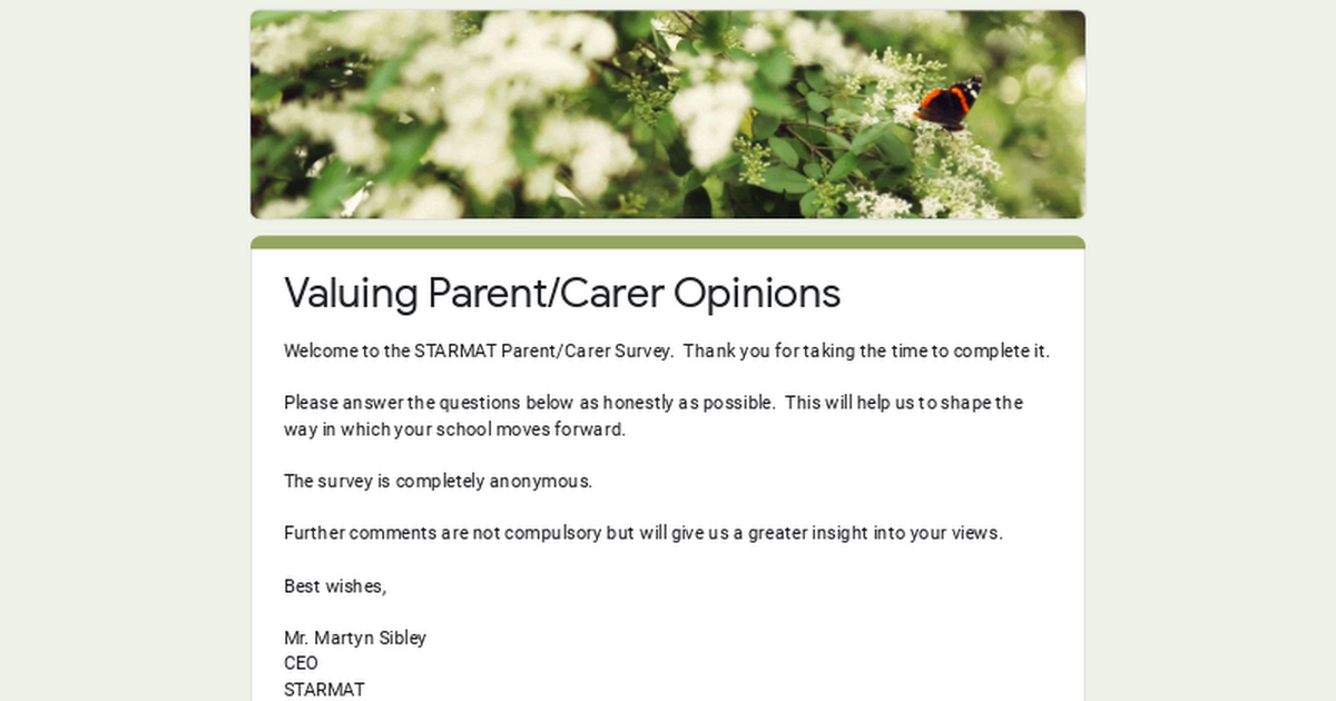 Valuing Parent/Carer Opinions