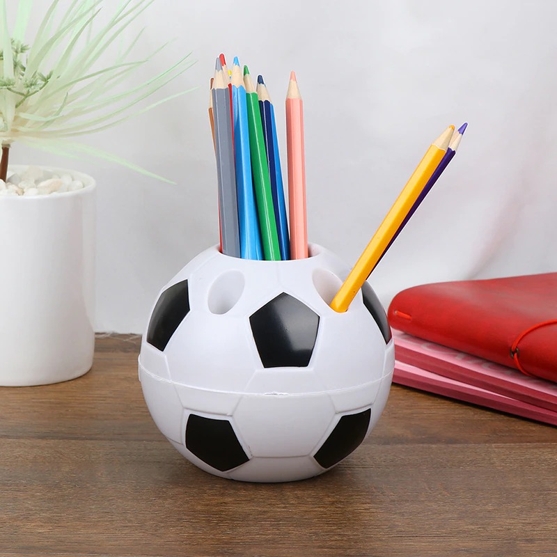 Pen Pencil Holder Table Desk Decorations Soccer Ball Football Office School Gift