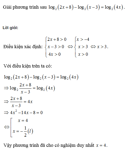Ví dụ phương pháp giải phương trình logarit
