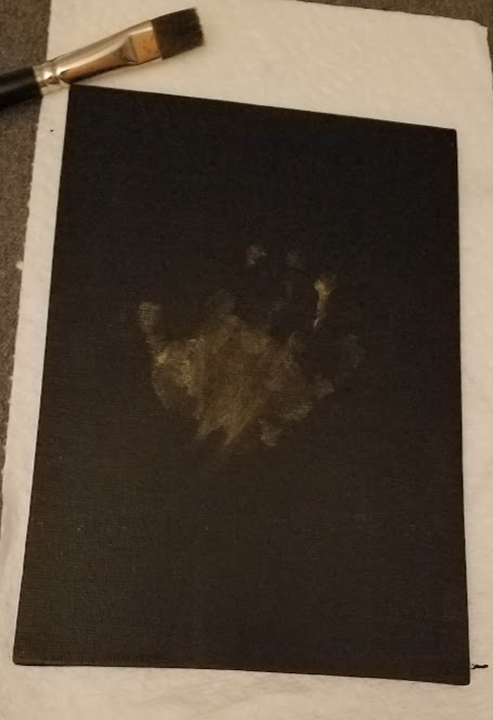 handprint art on canvas - a faint print!