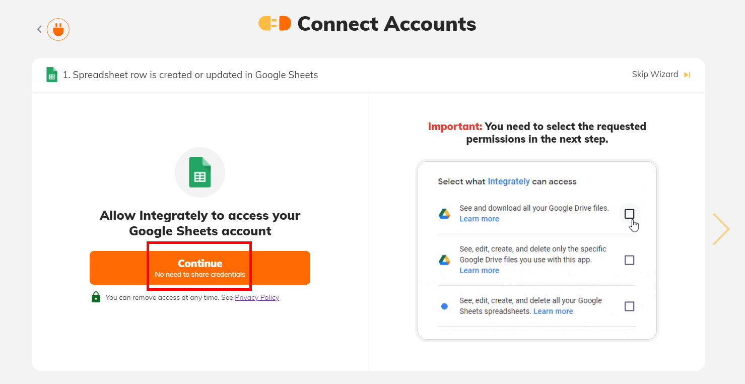 Connecting account