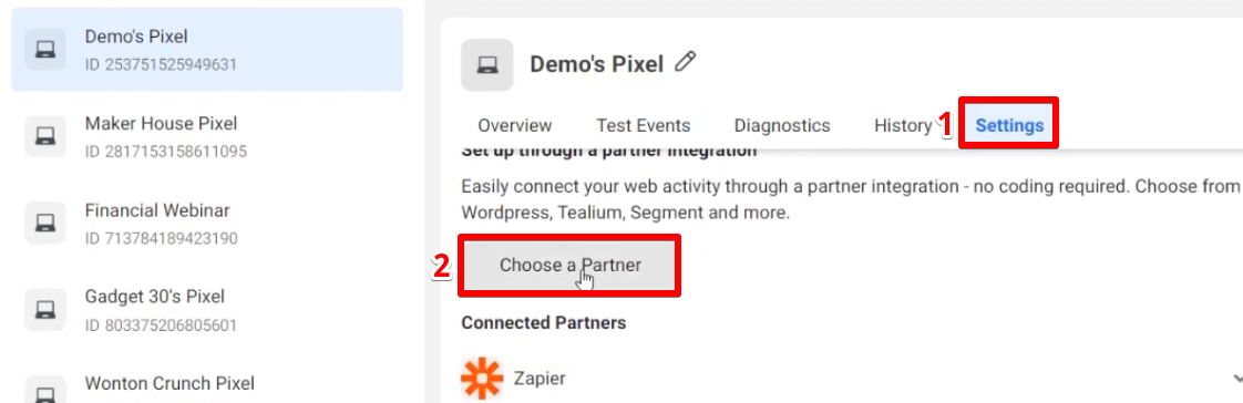 Connecting Zapier with your Facebook pixel