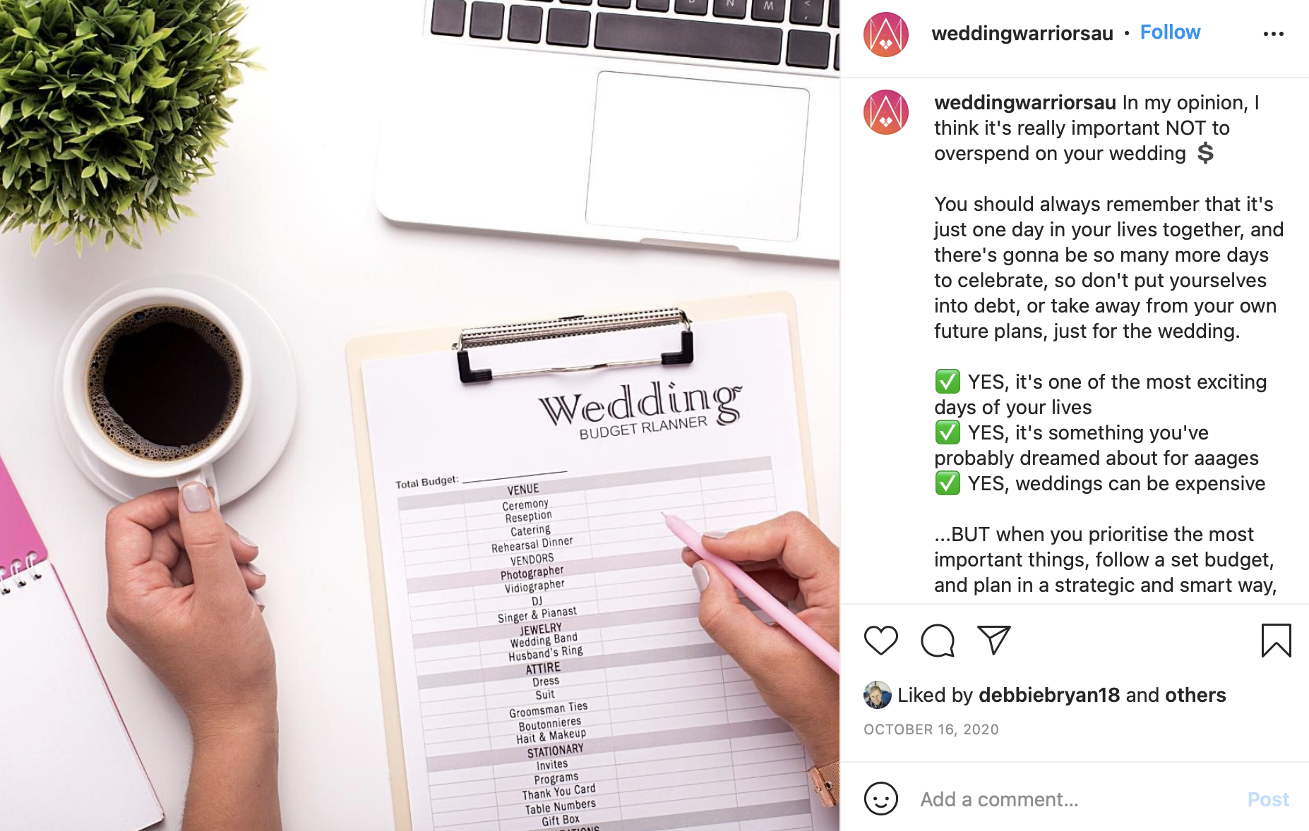 wedding budget spreadsheet photo