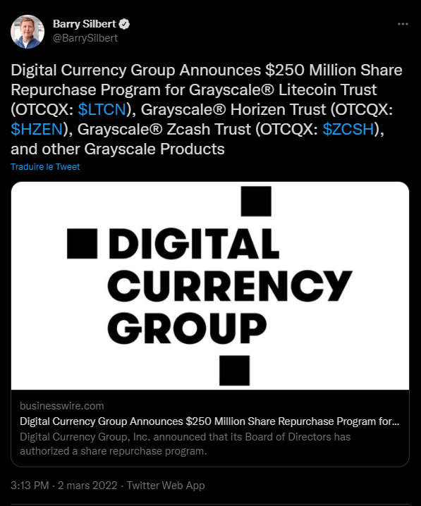 Barry Silbert annonce 250 millions de dollars d'investissement du groupe Digital Currency Group