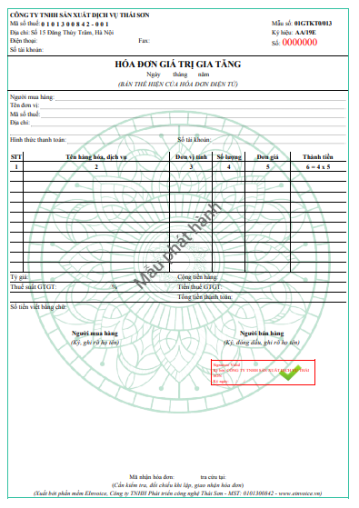 mẫu hóa đơn giá trị gia tăng