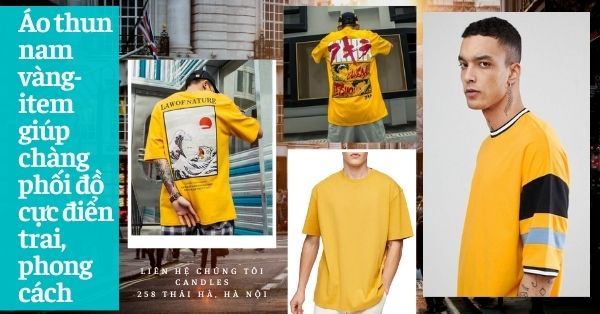 Áo thun nam vàng- item giúp chàng phối đồ cực điển trai, phong cách