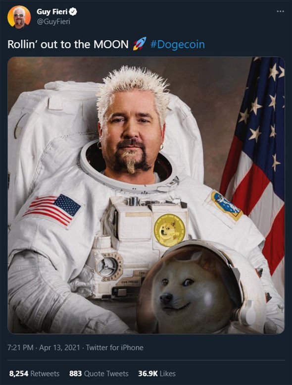 Guy Fieri tweet on doge coin