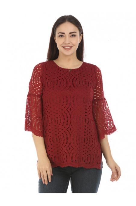 Maroon Lace Polyester Top