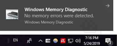 windows memory diagnostic complete