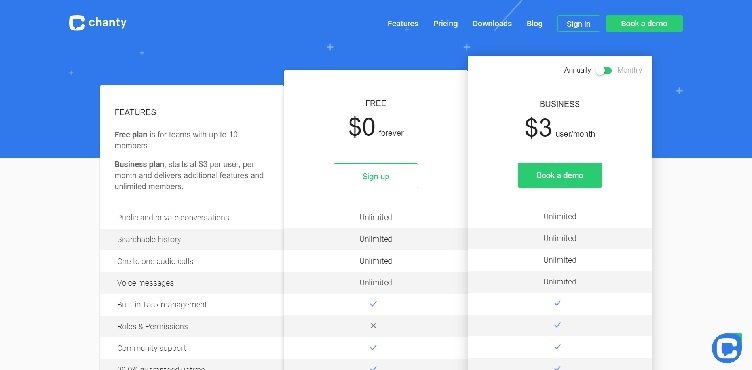 Chanty Pricing Page