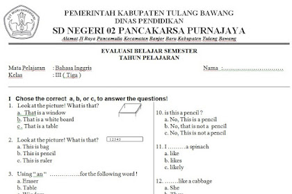 Soal Bahasa Inggris Kelas 2 Sd Tentang Number