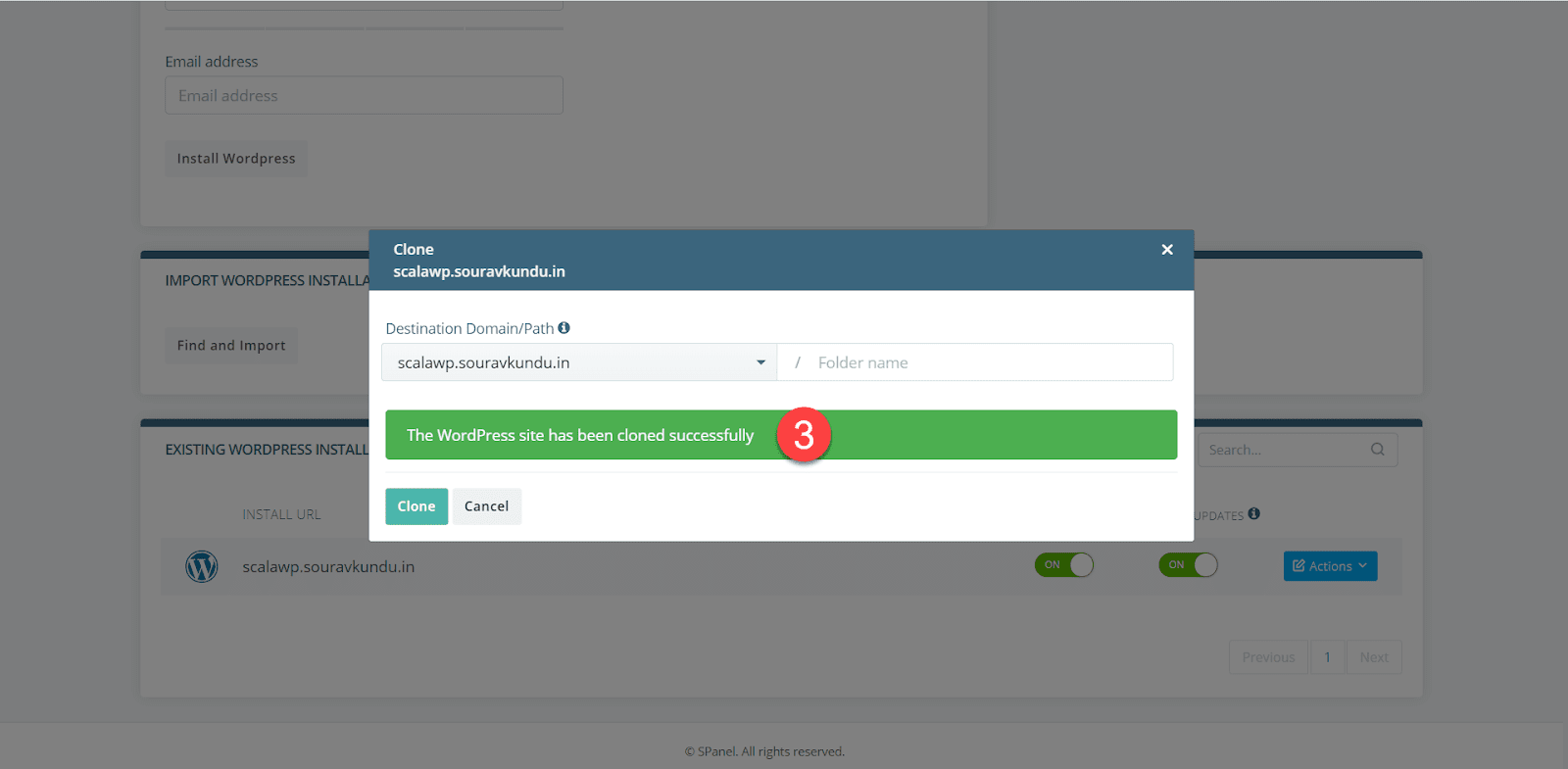 opções do gerenciador scala swordpress - clone wordpress site 3