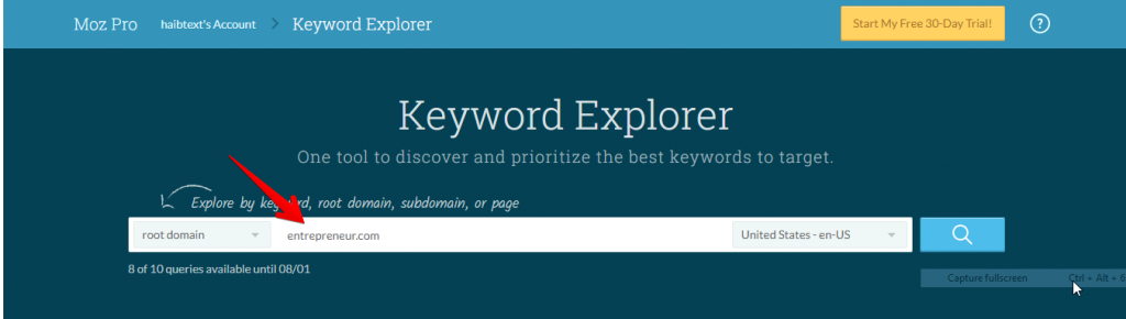 moz Keyword Explorer