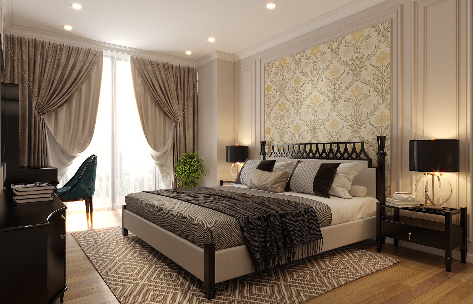 Mẫu thiết kế phòng ngủ phong cách Art Deco